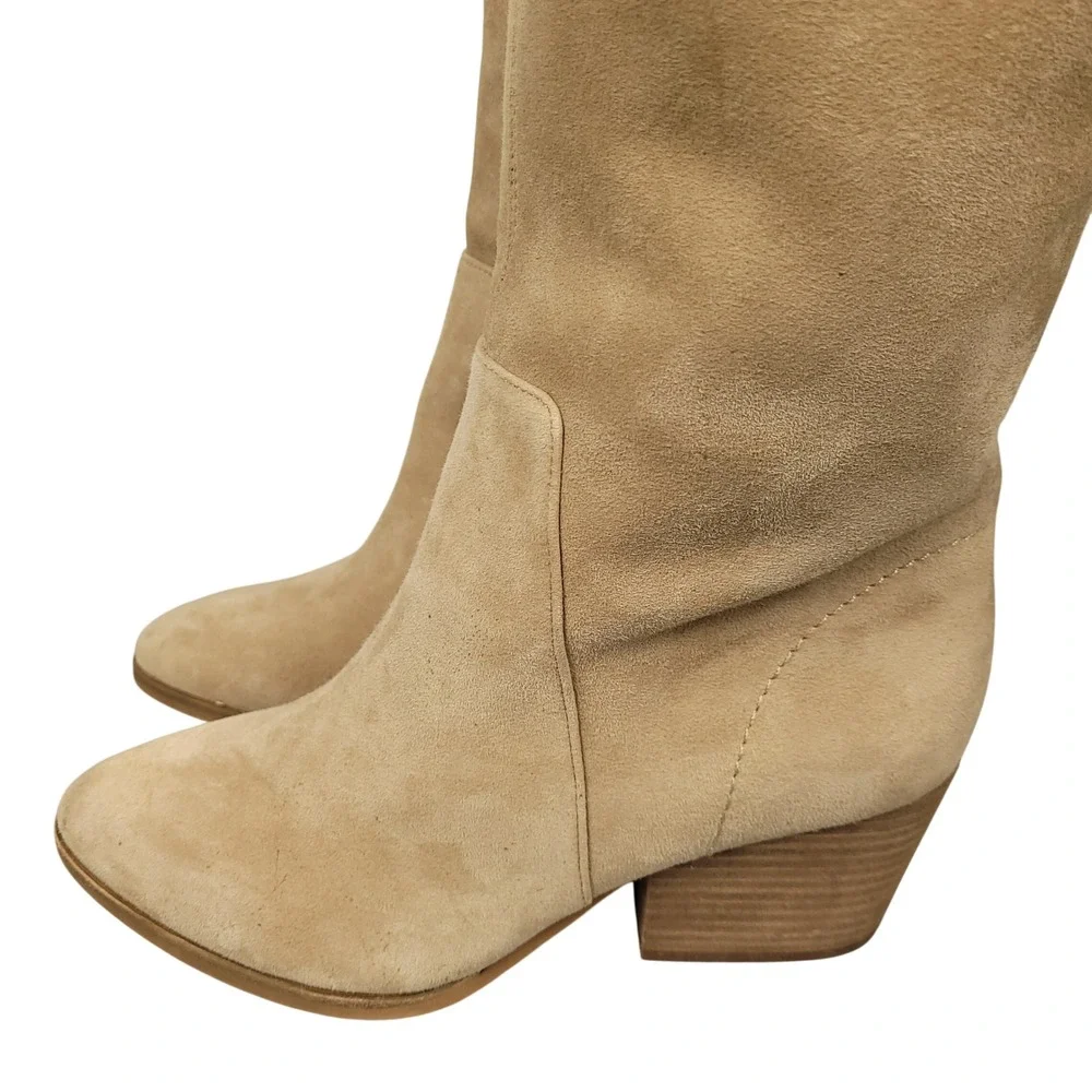 Vince Camuto Nestel Knee High Boots Womens Size 5M Tan Suede Western Fall Winter